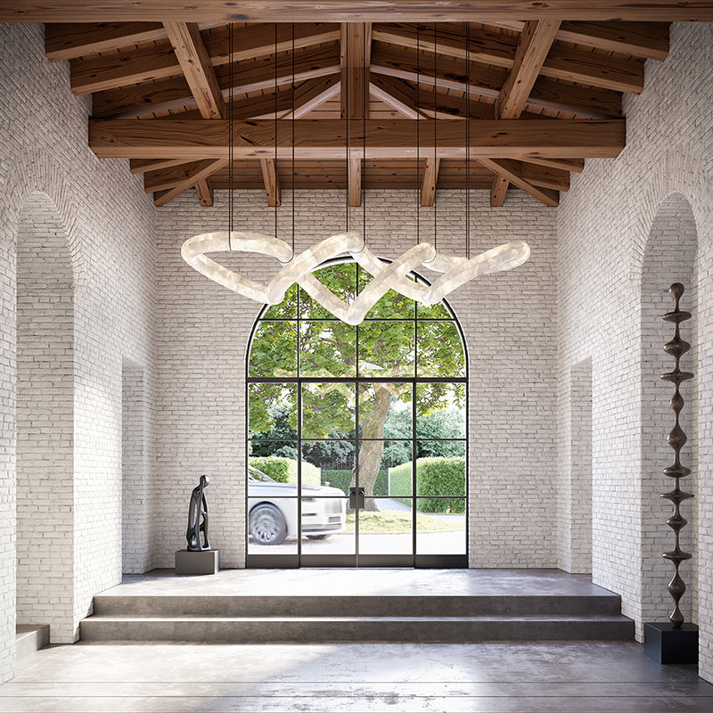 Denise Scarlett Designer Alabaster Pendant Light, Modern Luxury Inspired Lamp