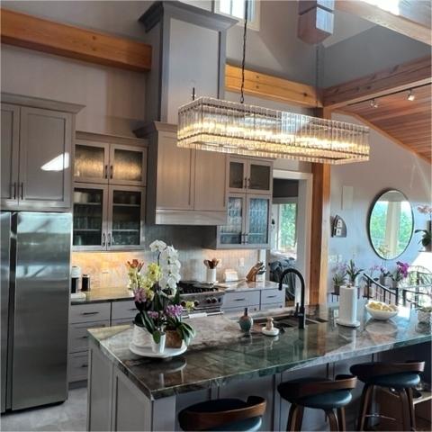 Golden Tea Modern Rectangle Glass Chandelier