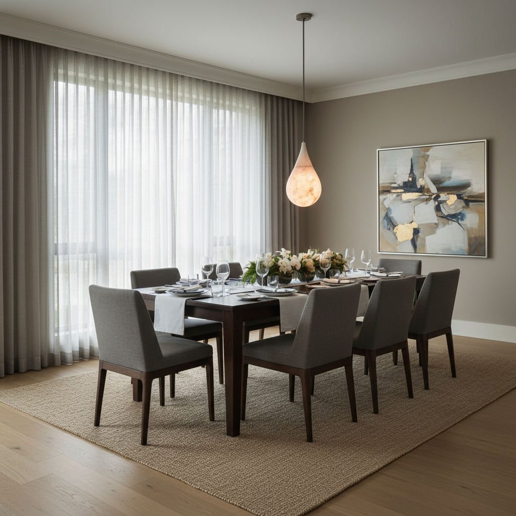 Alabaster Teardrop Single Pendant Light 7"D - dining room Scene