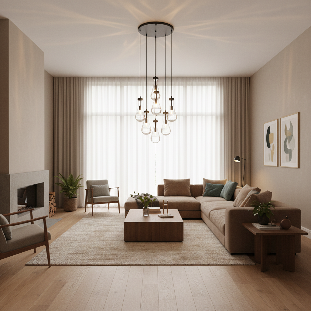 Seaward Modern Raindrop Exquisite Glass Pendant Cord - living room Scene