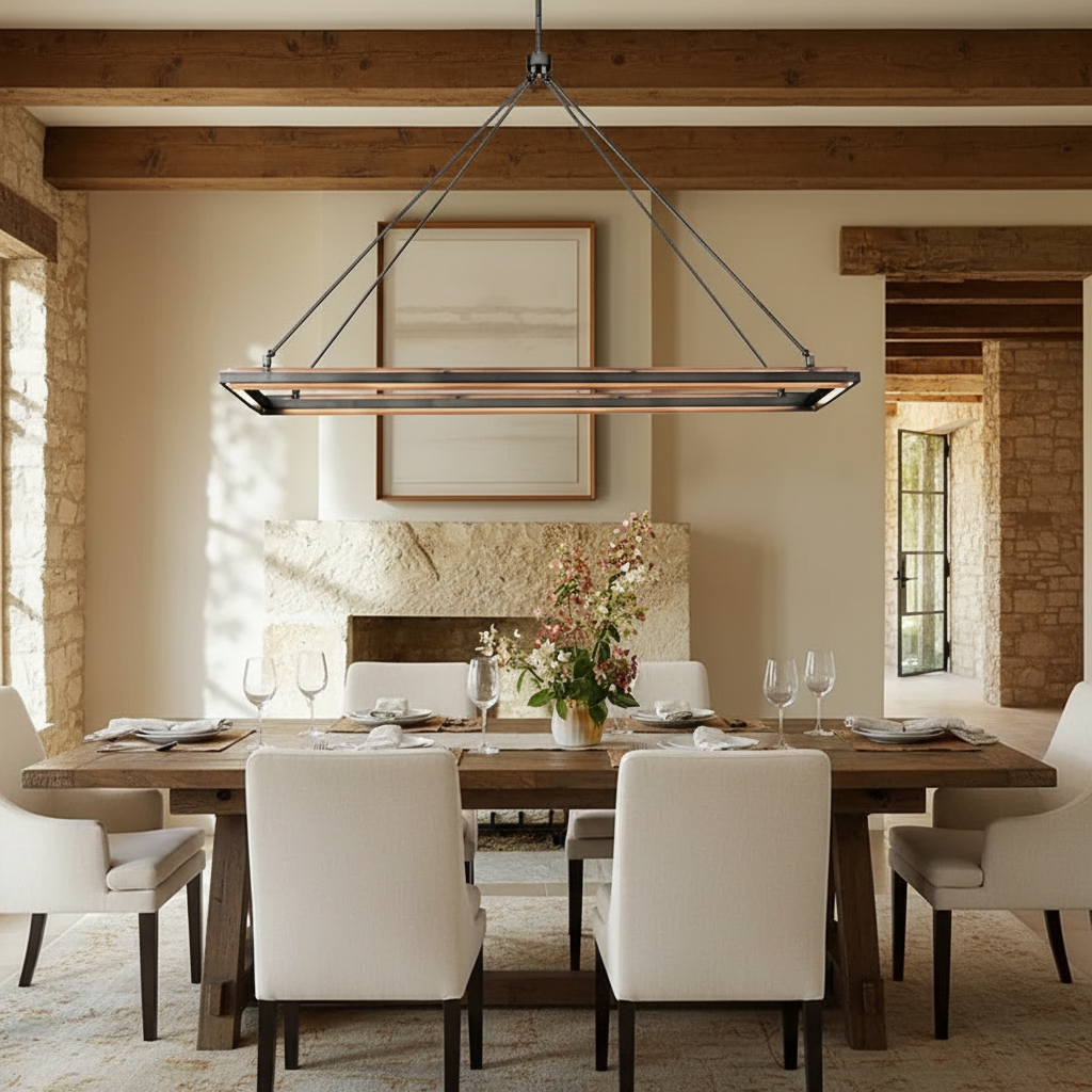 Radiant Rectangular Chandelier 50"/62" - dining room Scene