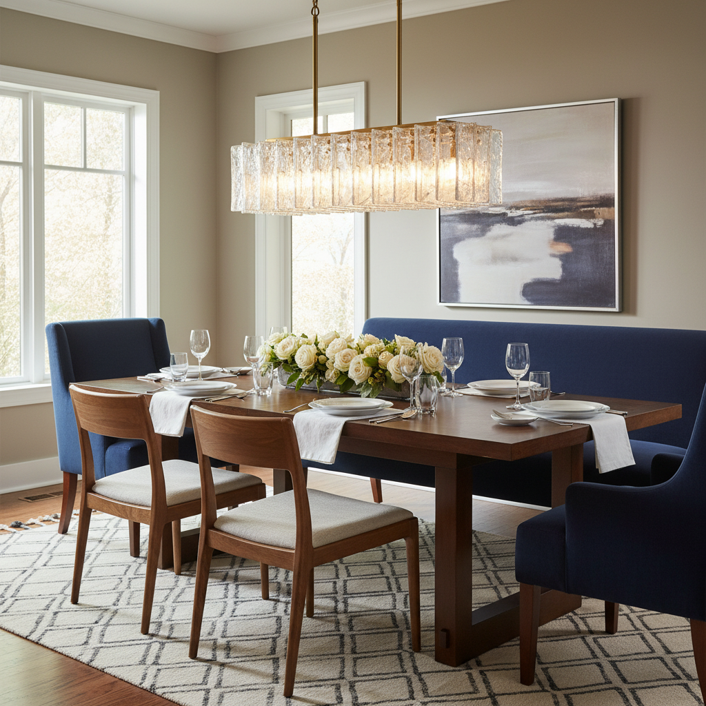 Denise Lattice Rectangular Chandelier - dining room Scene