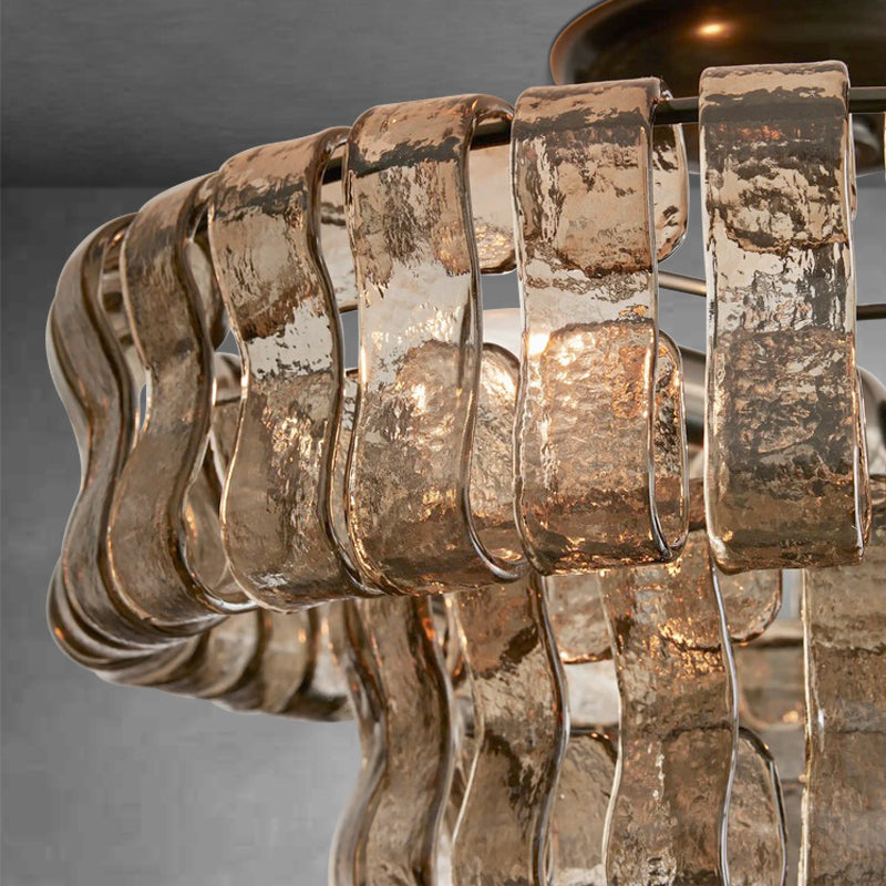 Denise Ghiaccio Glass Flush Mount Chandelier For Bedroom