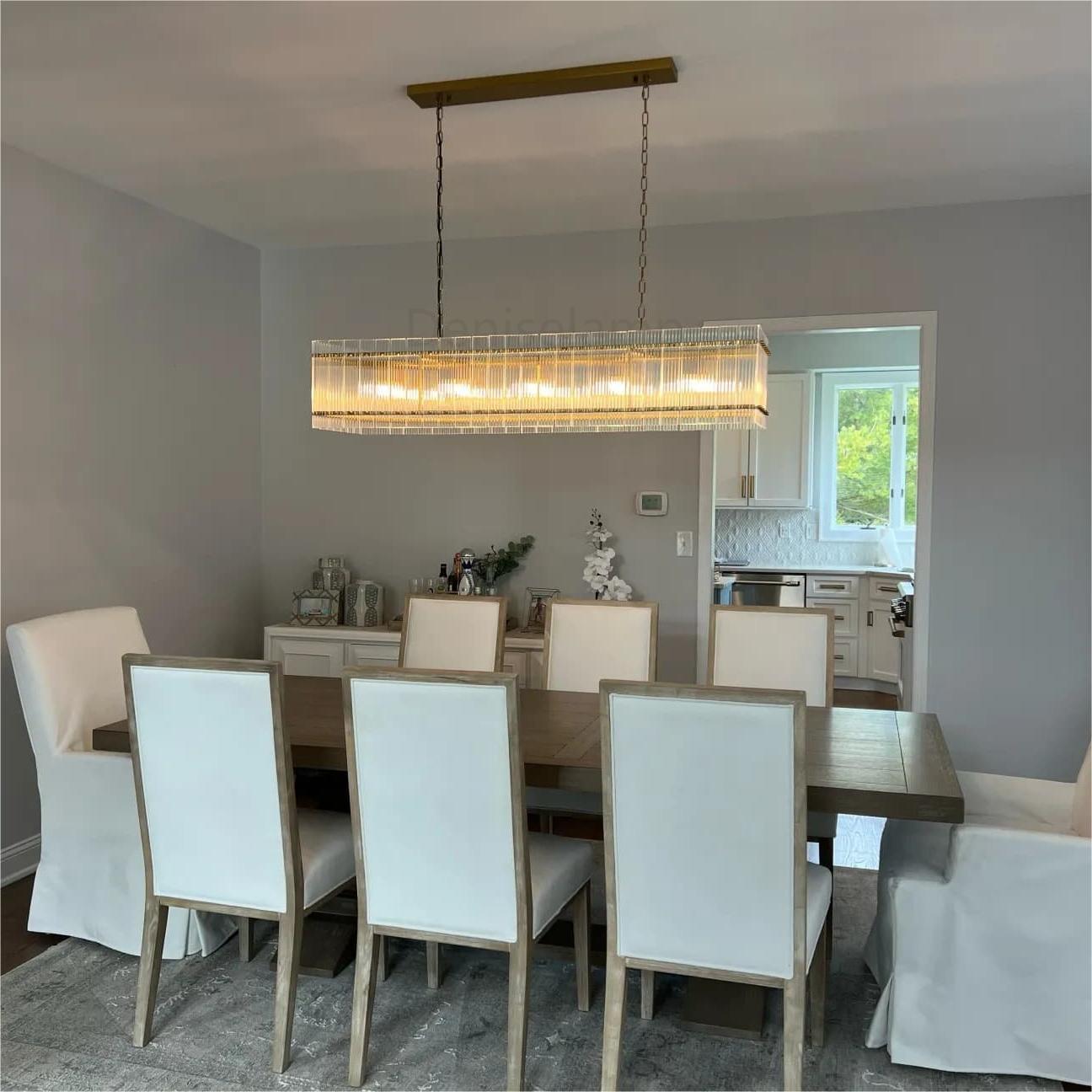 Golden Tea Modern Rectangle Glass Chandelier