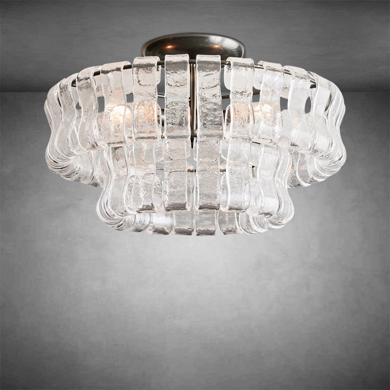 Denise Ghiaccio Glass Flush Mount Chandelier For Bedroom