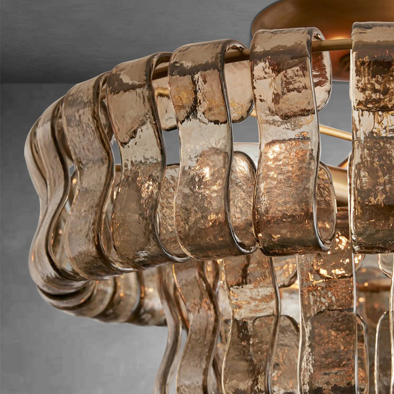 Denise Ghiaccio Glass Flush Mount Chandelier For Bedroom