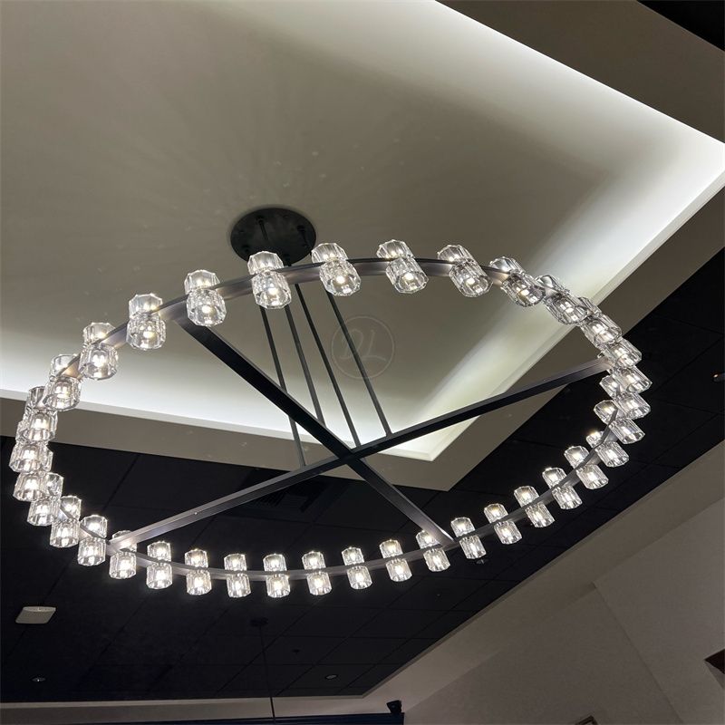 Modern Wine-Glass Round Glass Chandelier 36"/48"60"