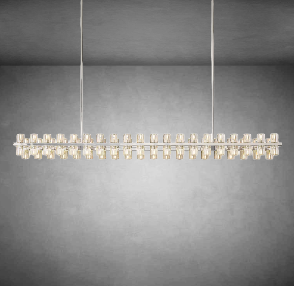 Wine-Glass Rectangular Modern Chandelier 72" Over Dining Table