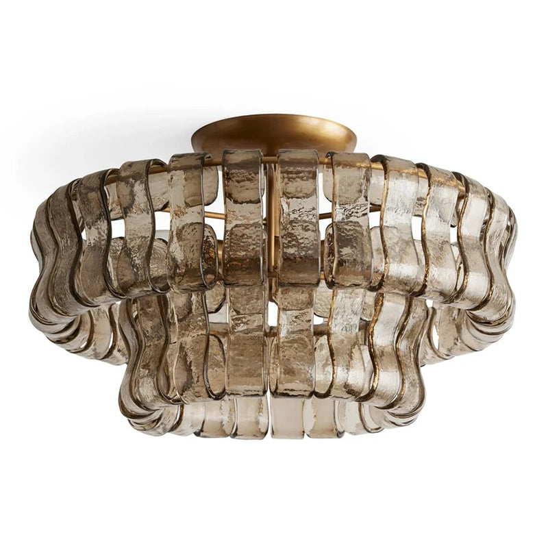 Denise Ghiaccio Glass Flush Mount Chandelier For Bedroom