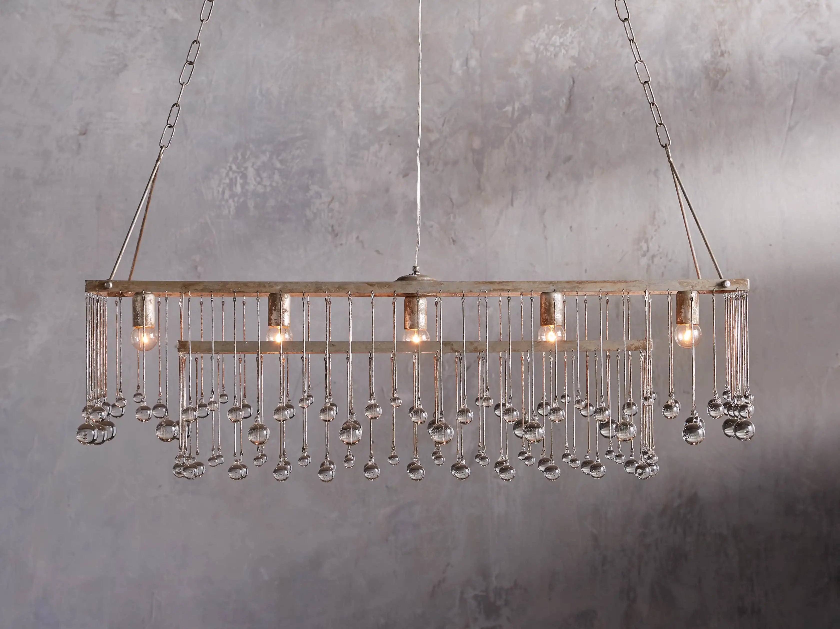 Crystal Ball Aubrey Rectangular Chandelier 47'' 60''