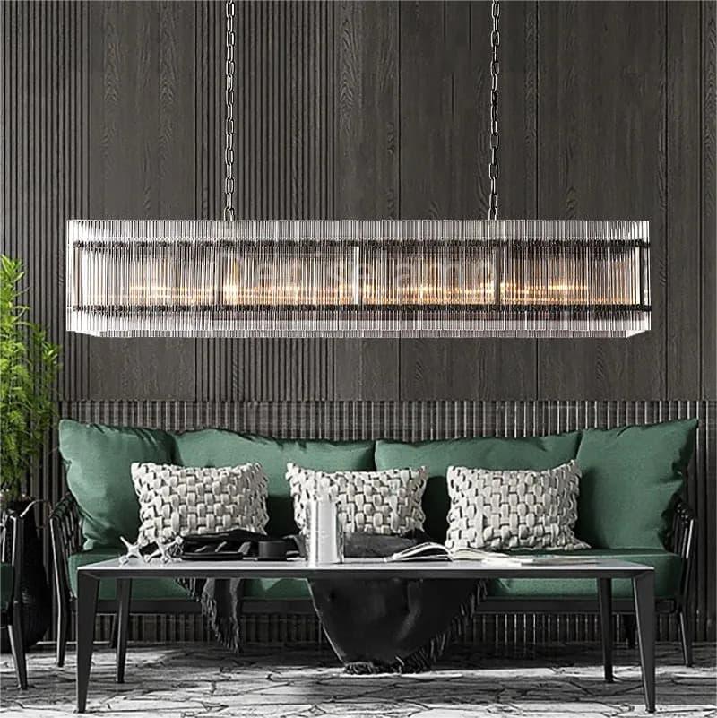 Golden Tea Modern Rectangle Glass Chandelier