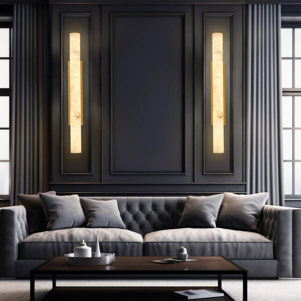 Solid Alabaster Grand Sconce