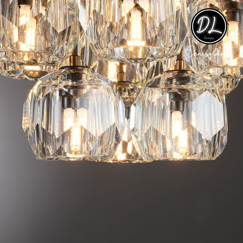 Dawn- Modern Design Hexagonal Crystal Ball Cluster Chandelier 14" / 18" / 24"