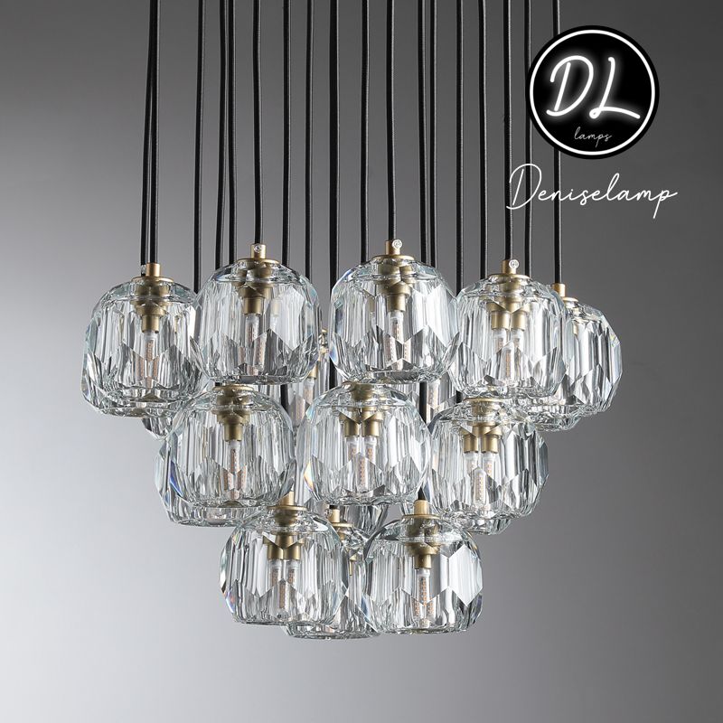 Dawn- Modern Design Hexagonal Crystal Ball Cluster Chandelier 14" / 18" / 24"