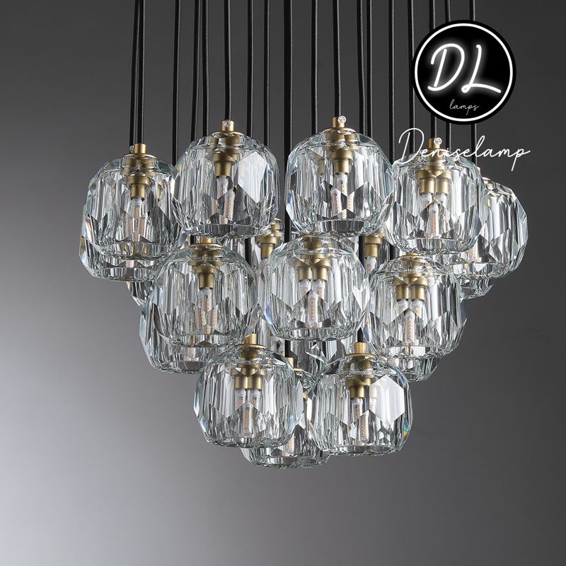 Dawn- Modern Design Hexagonal Crystal Ball Cluster Chandelier 14" / 18" / 24"