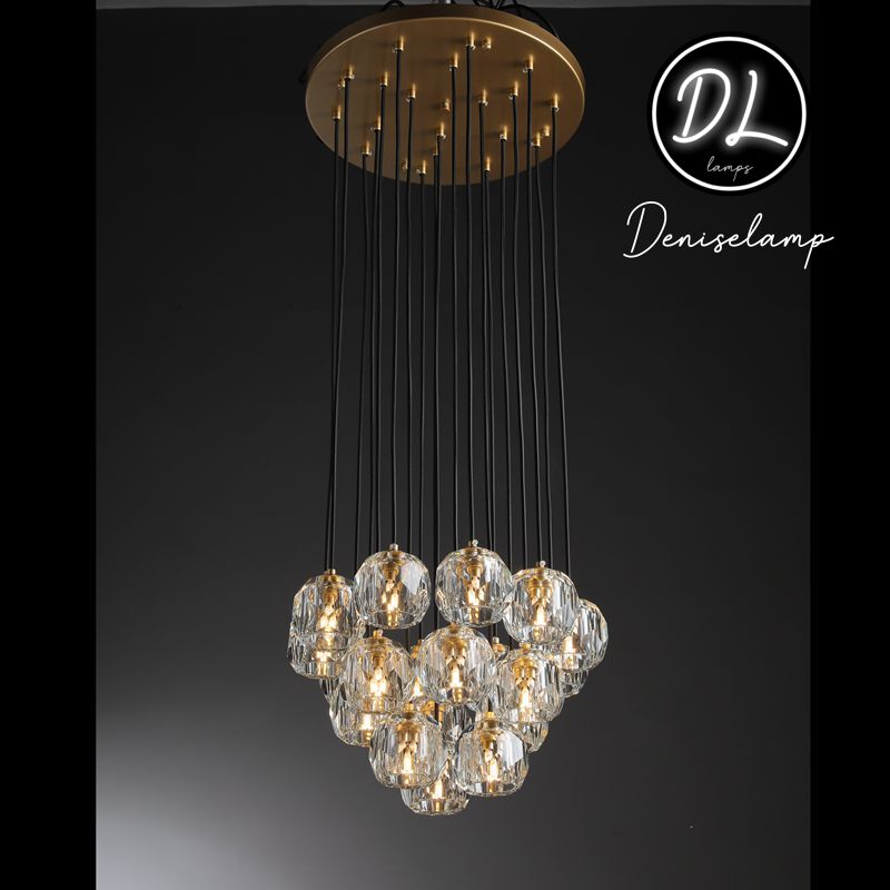 Dawn- Modern Design Hexagonal Crystal Ball Cluster Chandelier 14" / 18" / 24"