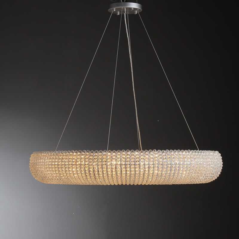Customized Round Chandelier 59‘’- Full crystal, canopy 8''