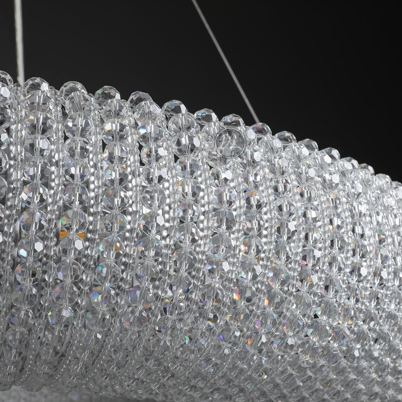 Customized Round Chandelier 59‘’- Full crystal, canopy 8''