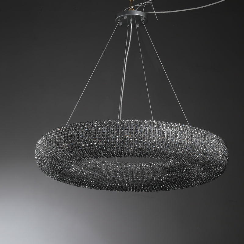 Customized Round Chandelier 59‘’- Full crystal, canopy 8''