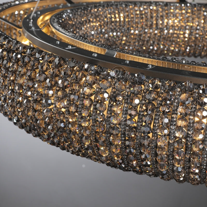 Customized Round Chandelier 59‘’- Full crystal, canopy 8''