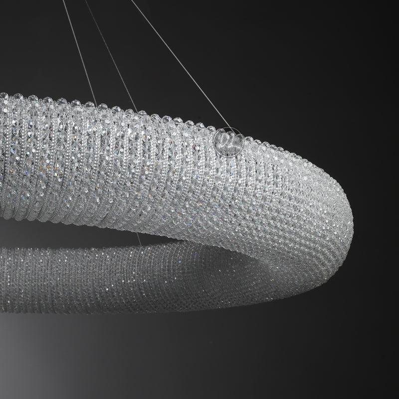 Customized Round Chandelier 59‘’- Full crystal, canopy 8''