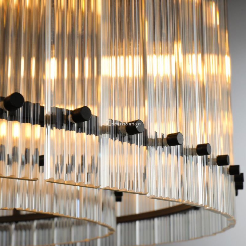 Golden Tea Modern Round Glass Chandelier 37"