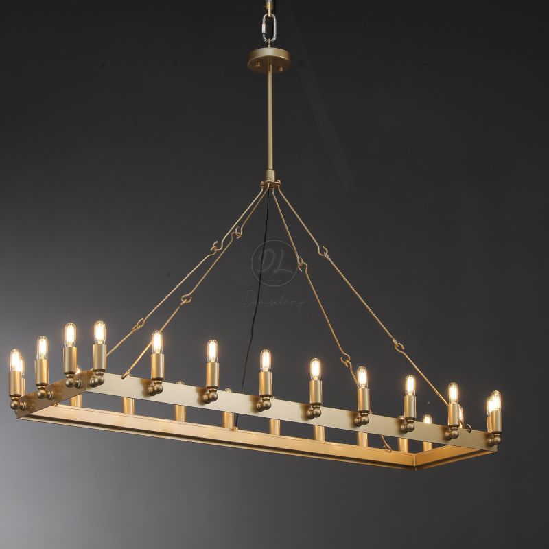 Horizon- Vintage glamorous metallic Filament Rectangle Chandelier 41"/ 52"