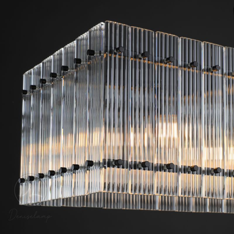 Golden Tea Modern Rectangle Glass Chandelier