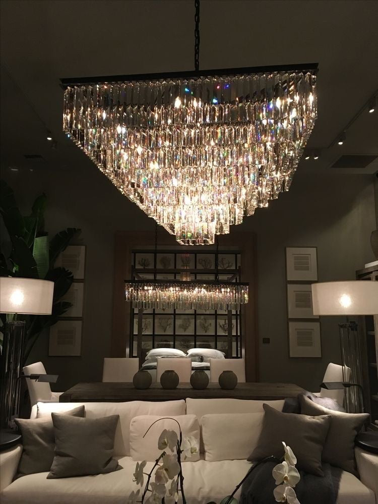 Extra Large Square Multi-layers Crystal Chandelier Modern Light