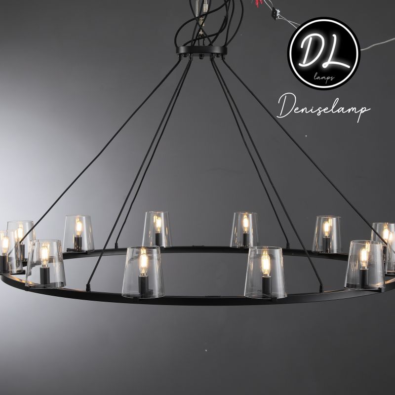 Willow Fashion design glass lampshade Round Chandelier 36"/48"/60"