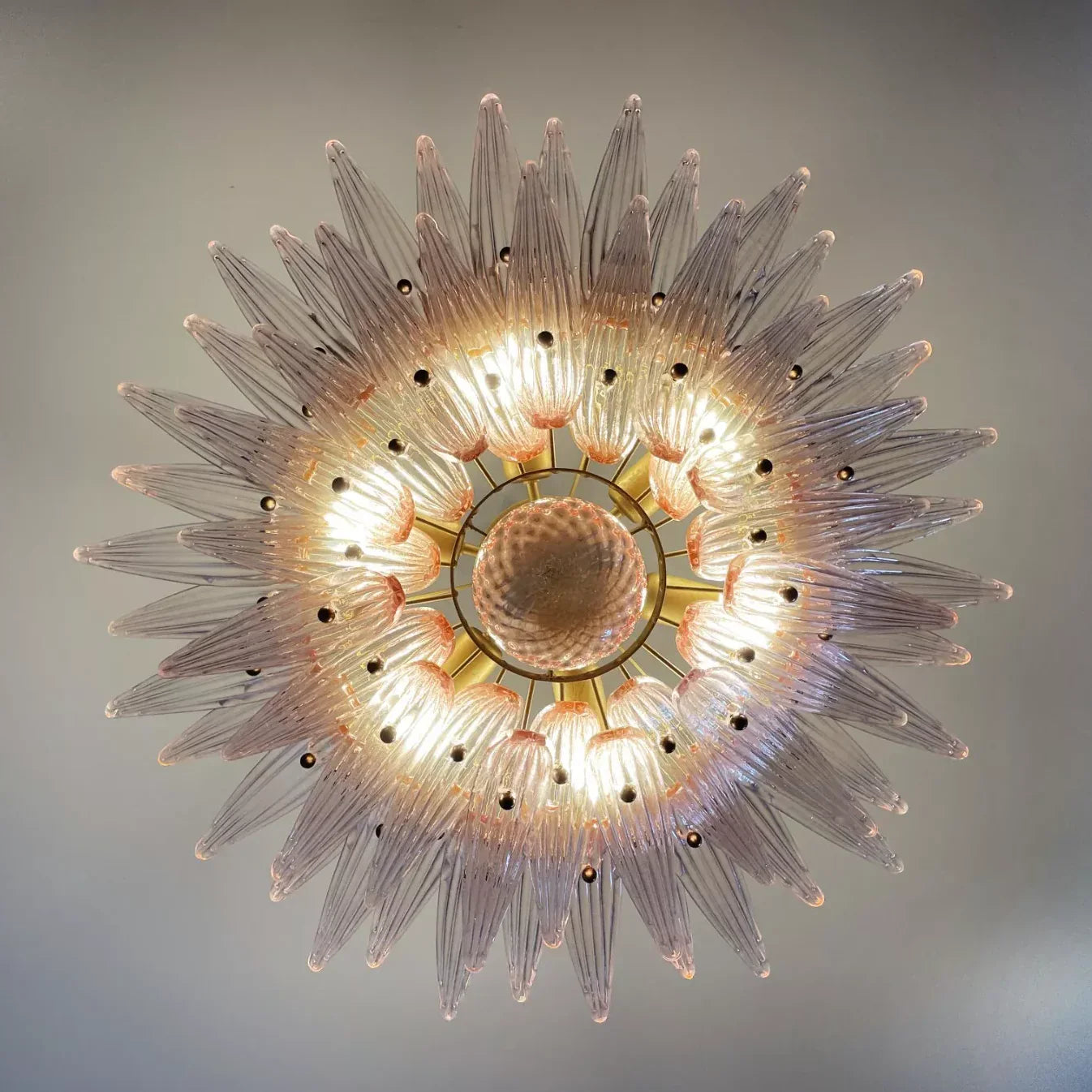 Murano Palmette Pink Chandelier 34"