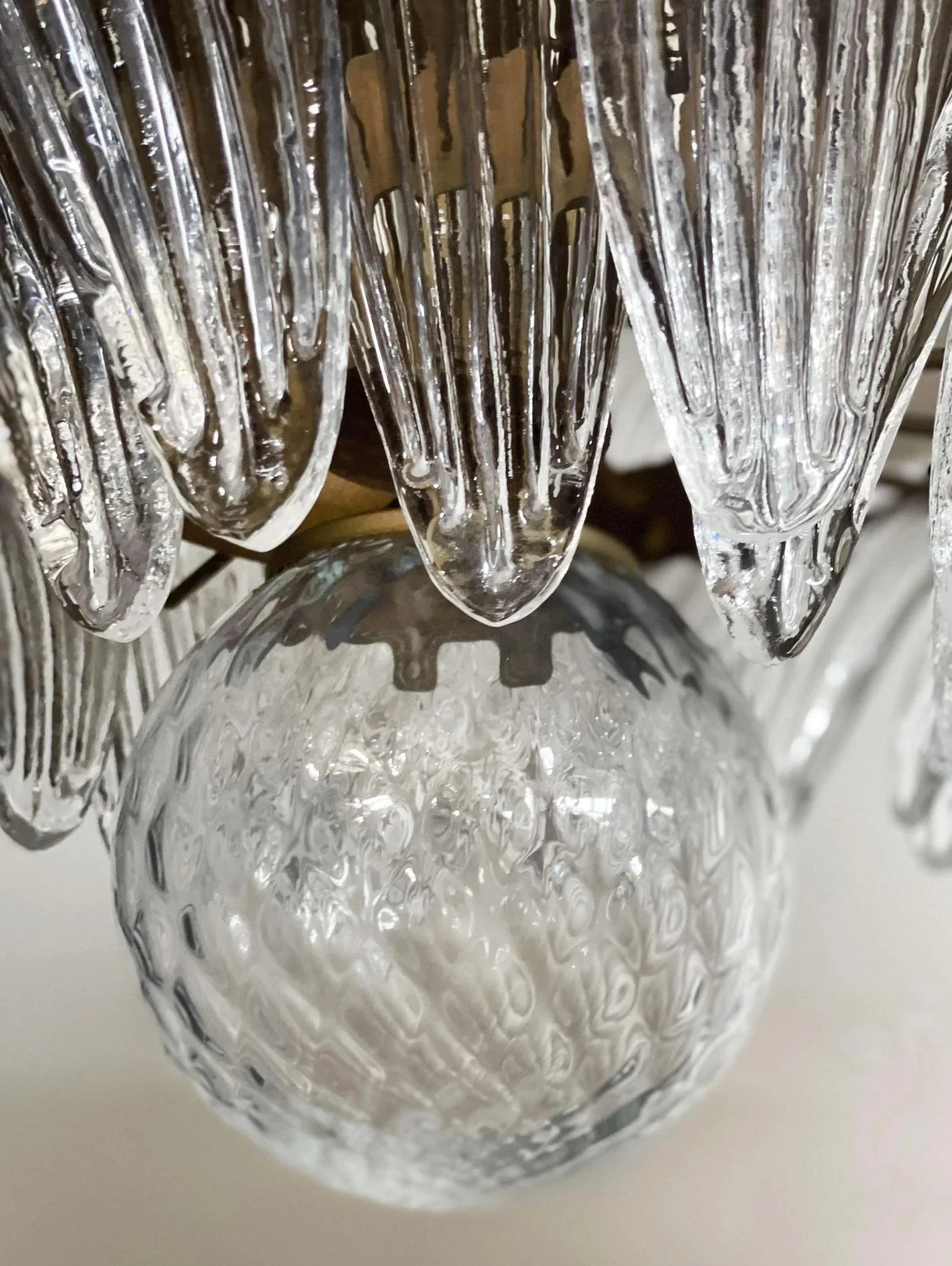 Murano Palmette Transparent Chandelier 34"