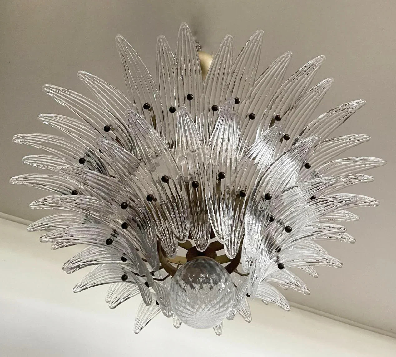 Murano Palmette Transparent Chandelier 34"