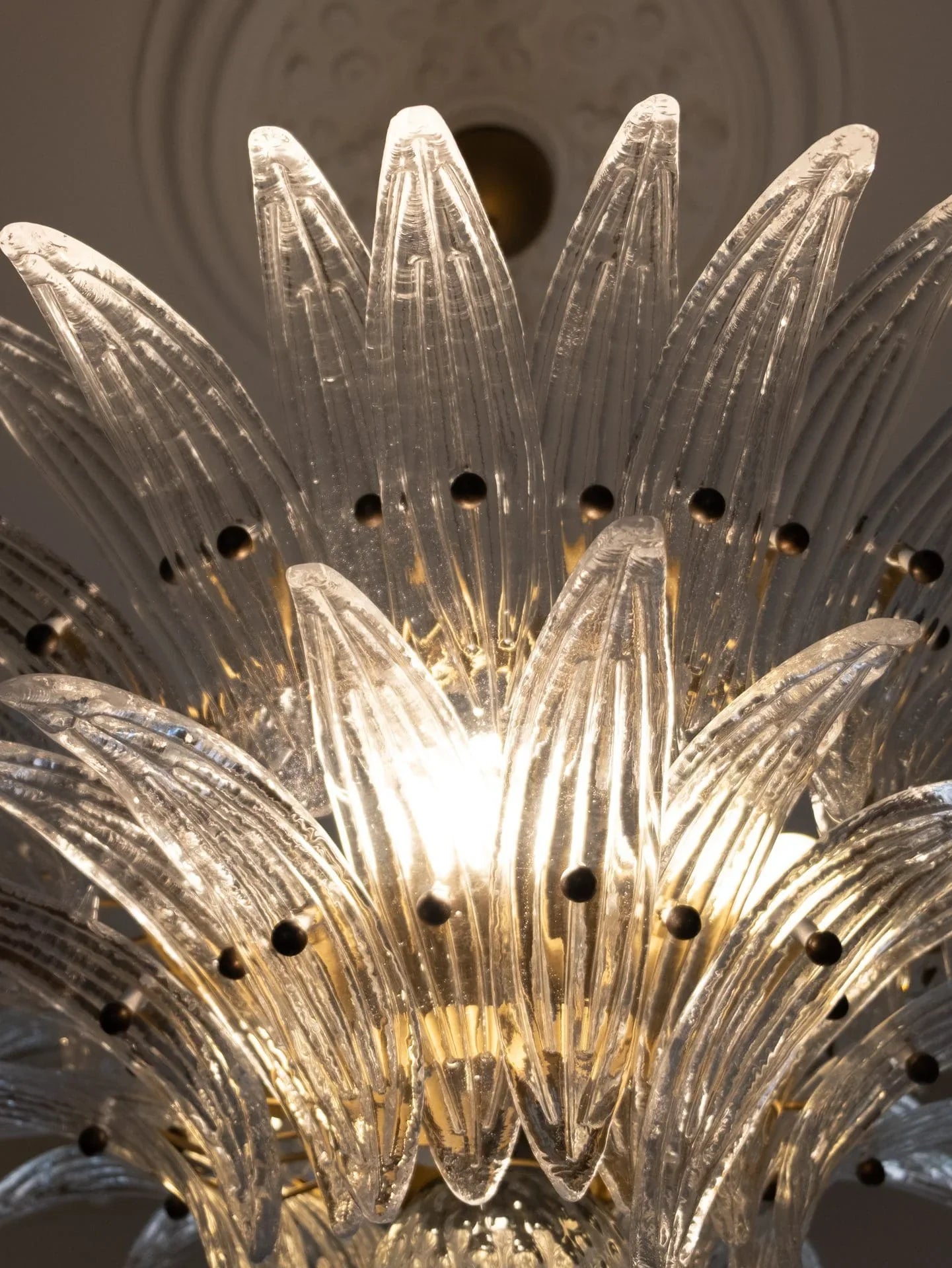 Murano Palmette Transparent Chandelier 34"