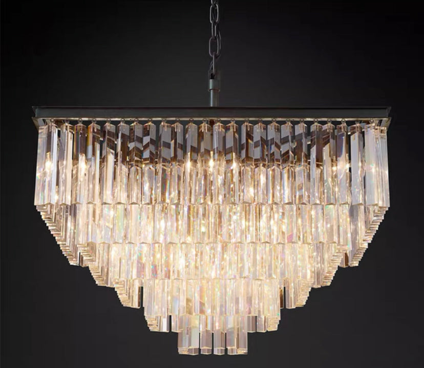 Extra Large Square Multi-layers Crystal Chandelier Modern Light