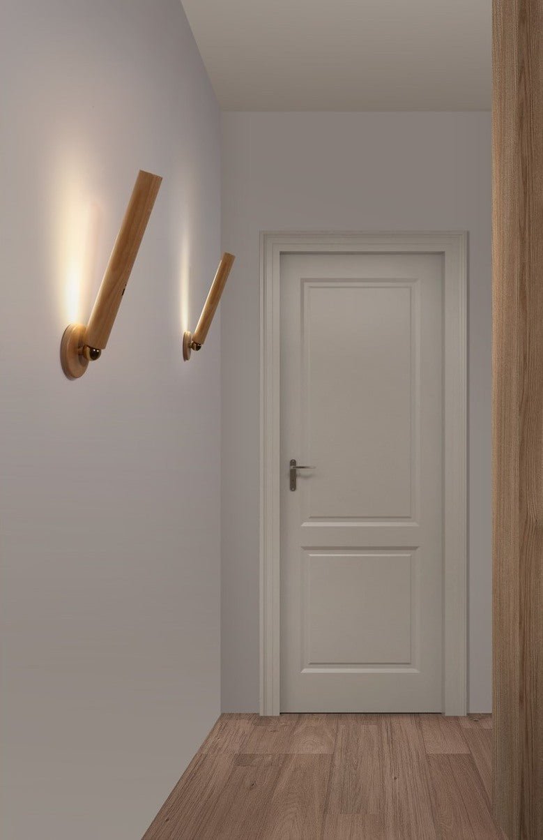 Deniselamp® Minimalistic Wooden Wall Lamp in Nordic Style for Living Room, Bedroom image | luxury lighting | wooden wall lamps