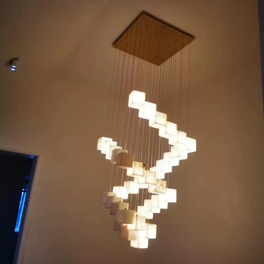 Alabaster Cubic Rectangular Chandelier