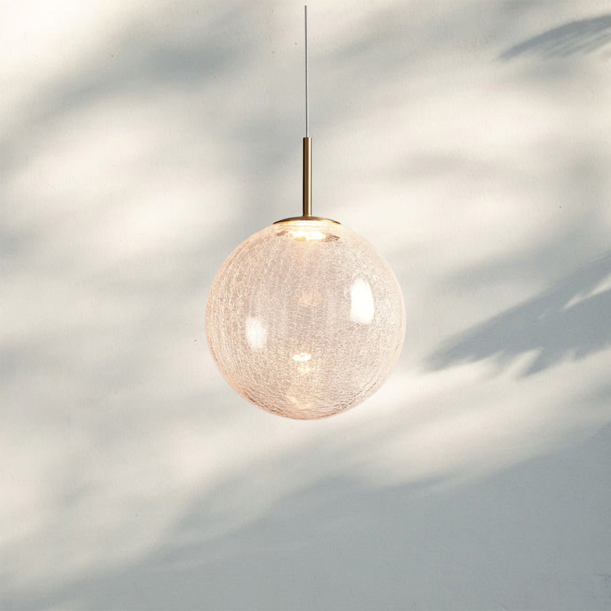 Elegant Casens Satin Brass Pendant Light with Mouth Blown Glass