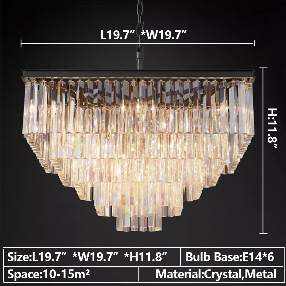 Extra Large Square Multi-layers Crystal Chandelier Modern Light