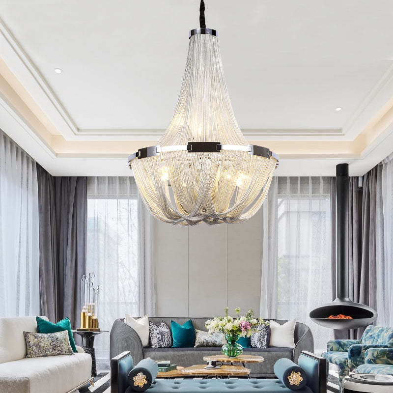 Denise Glenn Luxury Aluminum Chain Tassel Chandelier
