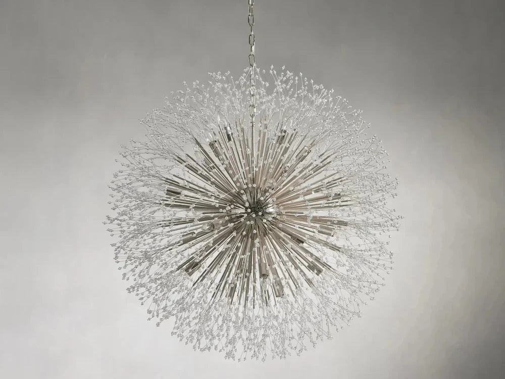 Elegant Dandelion Crystal Round Chandelier in Brass and Silver Finishes