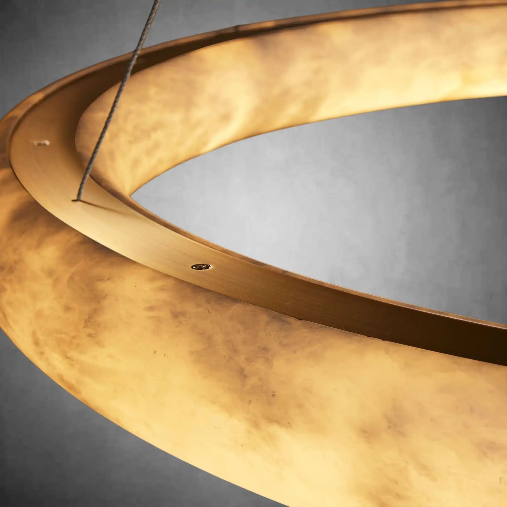Halima Halo Spanish Alabaster LED Chandelier Luxury Brass Lighting