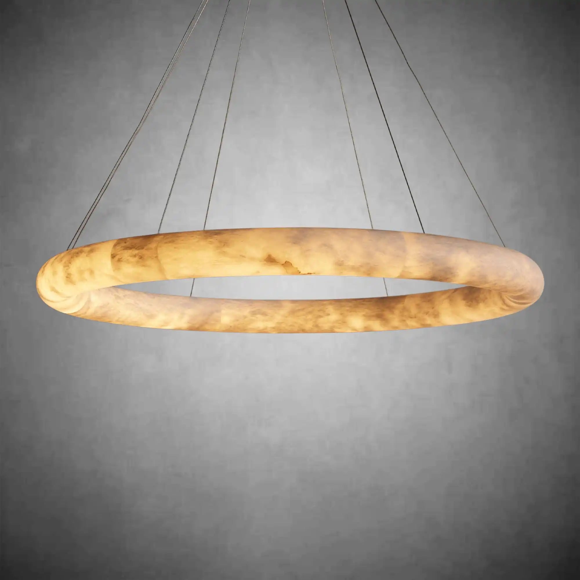 Halima Halo Spanish Alabaster LED Chandelier Luxury Brass Lighting