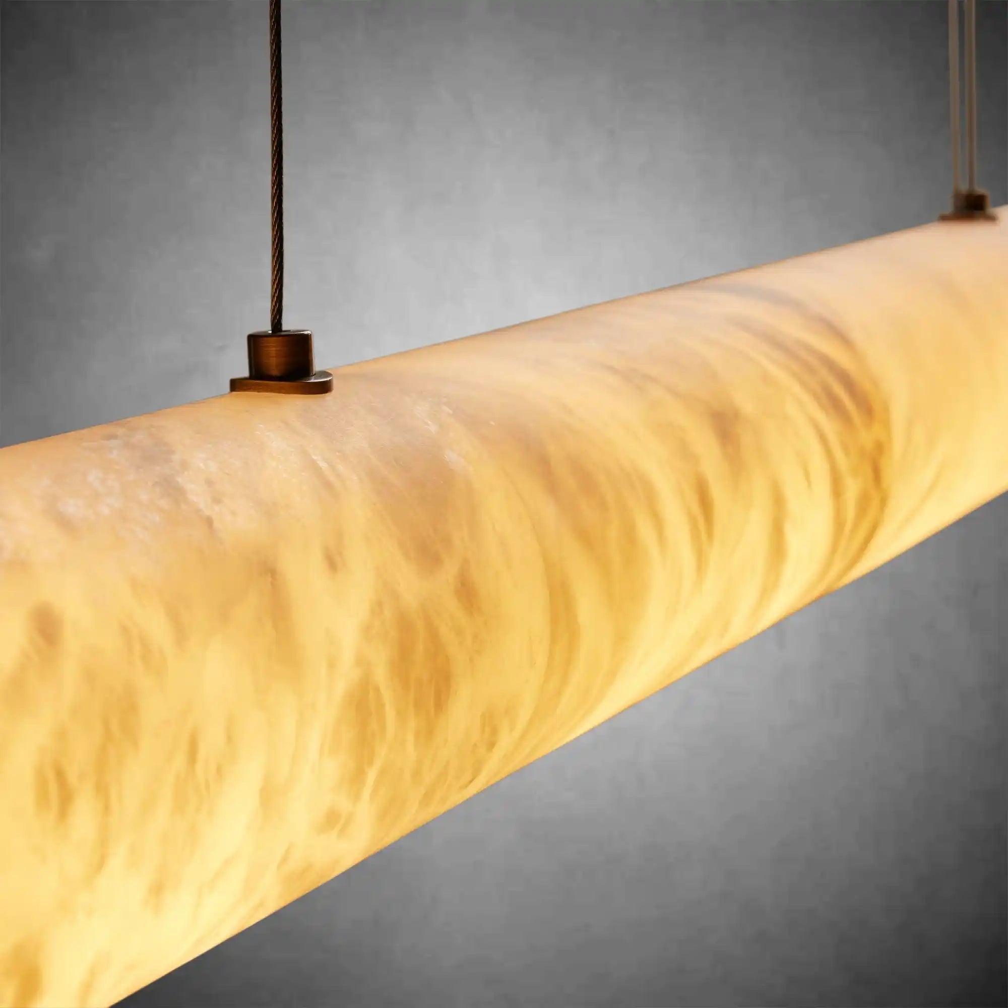 Halima Modern Linear Alabaster LED Chandelier with Brass Accents