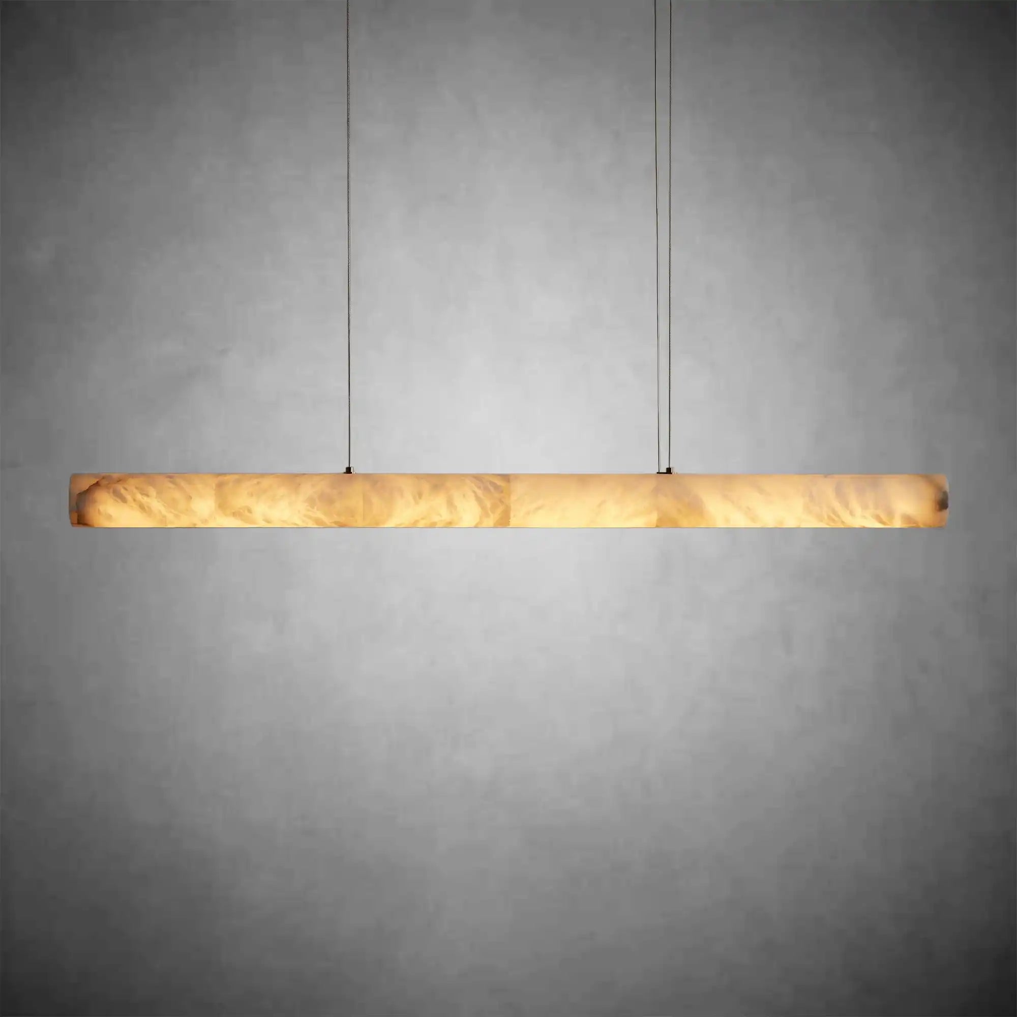 Halima Modern Linear Alabaster LED Chandelier with Brass Accents