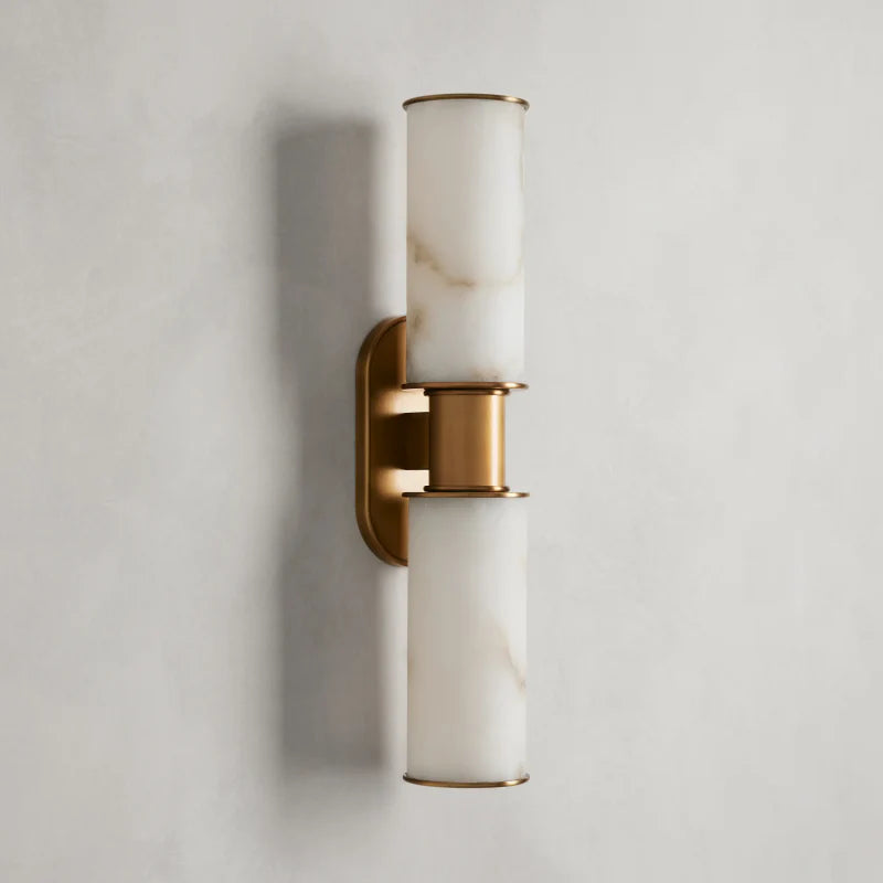 Harlin Modern Alabaster 2-Light Wall Sconce with Arched Details