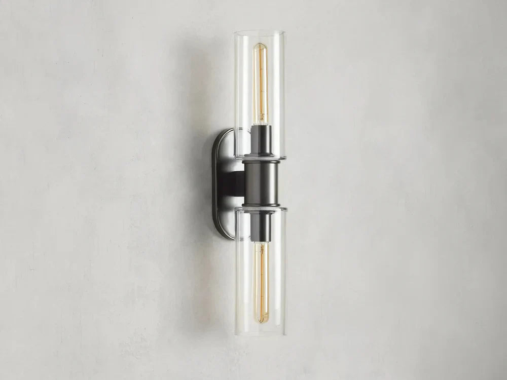 Harlin Modern 2-Light Wall Sconce with Clear Glass Cloche
