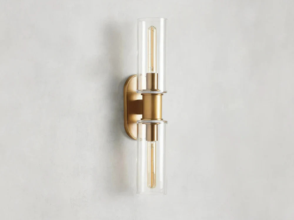 Harlin Modern 2-Light Wall Sconce with Clear Glass Cloche