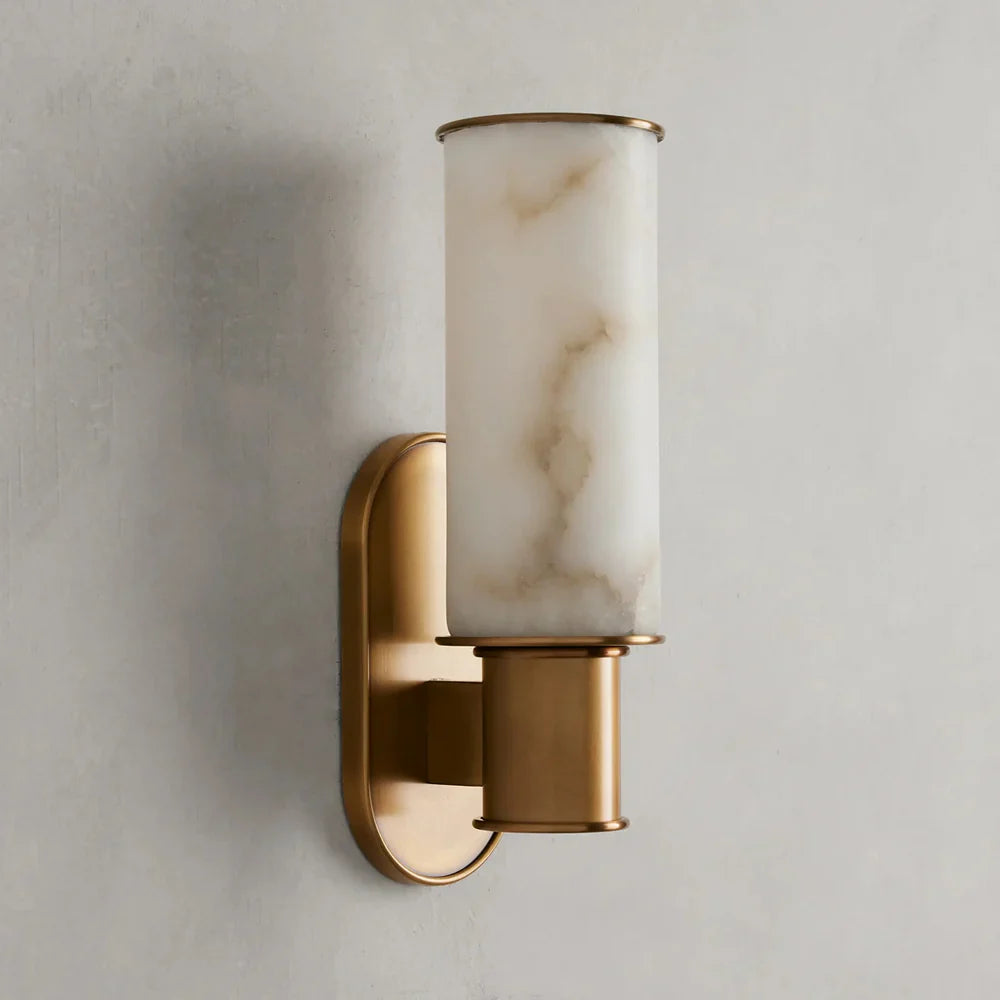 Harlin Modern Alabaster Stone Wall Sconce with Premium Metal Finishes