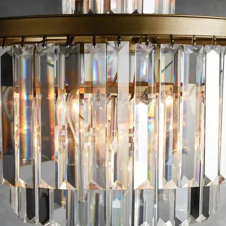 Leyland Tiered Round Crystal Chandelier in Antique Brass Finish
